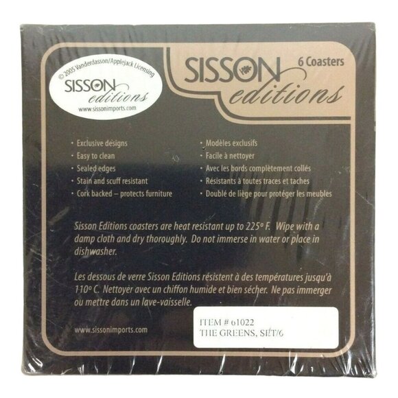 Sisson Editions Golf Coasters Set Of 6 The Greens 61022 New - Picture 2 of 3